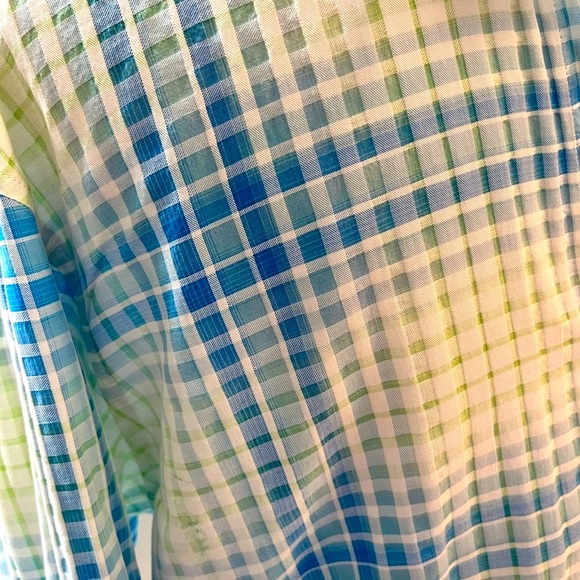 HUGO BOSS Shirt Tartan Plaid White Blue Waffle Comfort LARGE - Picture 4 of 15